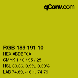 Color code: RGB 189 191 10 | qconv.com
