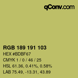 カラーコード: RGB 189 191 103 | qconv.com