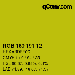 カラーコード: RGB 189 191 12 | qconv.com
