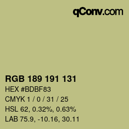 カラーコード: RGB 189 191 131 | qconv.com