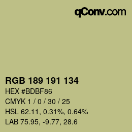 カラーコード: RGB 189 191 134 | qconv.com