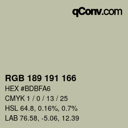 颜色代码: RGB 189 191 166 | qconv.com