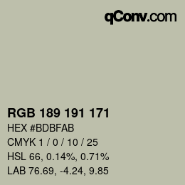 颜色代码: RGB 189 191 171 | qconv.com