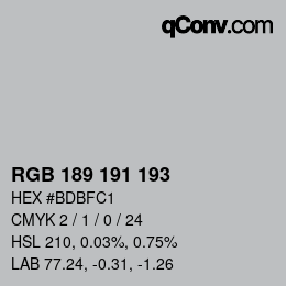 Farbcode: RGB 189 191 193 | qconv.com