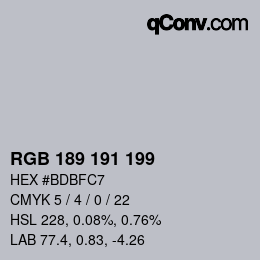 Color code: RGB 189 191 199 | qconv.com