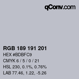 Color code: RGB 189 191 201 | qconv.com