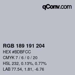 Color code: RGB 189 191 204 | qconv.com