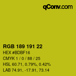 Color code: RGB 189 191 22 | qconv.com