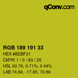 Color code: RGB 189 191 33 | qconv.com