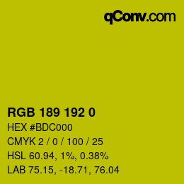 カラーコード: RGB 189 192 0 | qconv.com