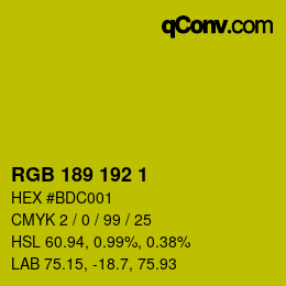 カラーコード: RGB 189 192 1 | qconv.com