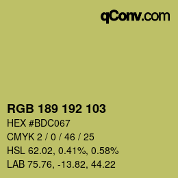 カラーコード: RGB 189 192 103 | qconv.com