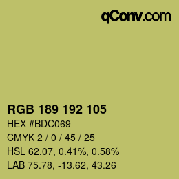カラーコード: RGB 189 192 105 | qconv.com