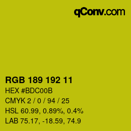 Color code: RGB 189 192 11 | qconv.com