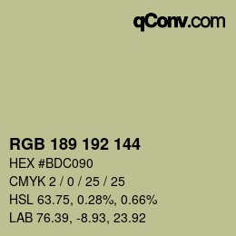 カラーコード: RGB 189 192 144 | qconv.com