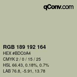 カラーコード: RGB 189 192 164 | qconv.com