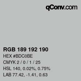 Color code: RGB 189 192 190 | qconv.com