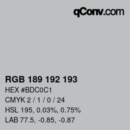 Color code: RGB 189 192 193 | qconv.com