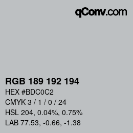 Color code: RGB 189 192 194 | qconv.com