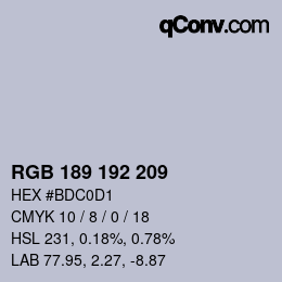 カラーコード: RGB 189 192 209 | qconv.com