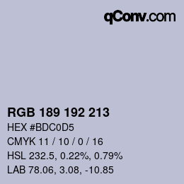 Color code: RGB 189 192 213 | qconv.com