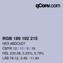 颜色代码: RGB 189 192 215 | qconv.com