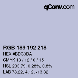 Color code: RGB 189 192 218 | qconv.com