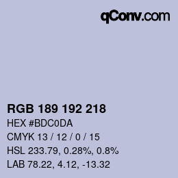 Code couleur: RGB 189 192 218 | qconv.com