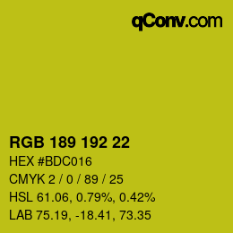Color code: RGB 189 192 22 | qconv.com