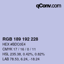 カラーコード: RGB 189 192 228 | qconv.com