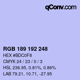 カラーコード: RGB 189 192 248 | qconv.com