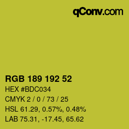 Color code: RGB 189 192 52 | qconv.com