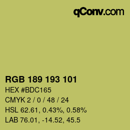 Color code: RGB 189 193 101 | qconv.com