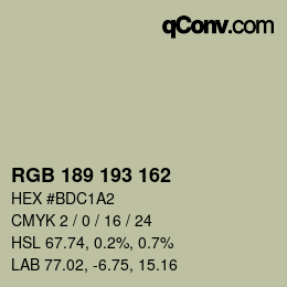 カラーコード: RGB 189 193 162 | qconv.com