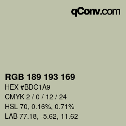 颜色代码: RGB 189 193 169 | qconv.com
