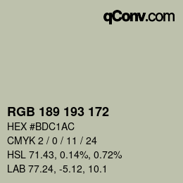 Color code: RGB 189 193 172 | qconv.com