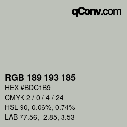 カラーコード: RGB 189 193 185 | qconv.com