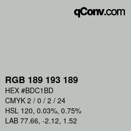 Color code: RGB 189 193 189 | qconv.com