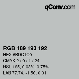 カラーコード: RGB 189 193 192 | qconv.com
