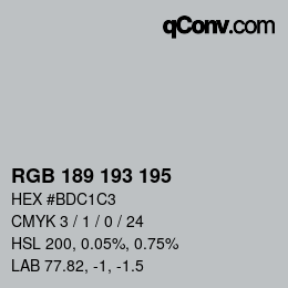 Farbcode: RGB 189 193 195 | qconv.com