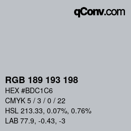 Color code: RGB 189 193 198 | qconv.com