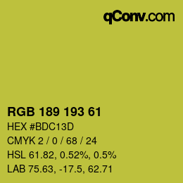 カラーコード: RGB 189 193 61 | qconv.com