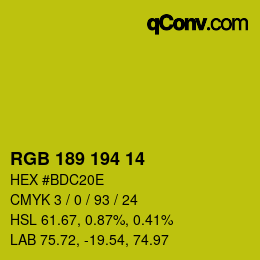 Color code: RGB 189 194 14 | qconv.com