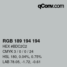 Color code: RGB 189 194 194 | qconv.com