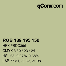 カラーコード: RGB 189 195 150 | qconv.com