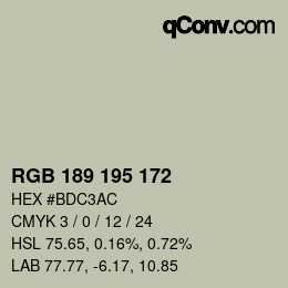 Código de color: RGB 189 195 172 | qconv.com