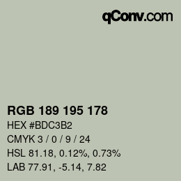Farbcode: RGB 189 195 178 | qconv.com