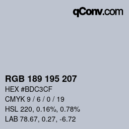 カラーコード: RGB 189 195 207 | qconv.com