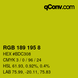 Color code: RGB 189 195 8 | qconv.com