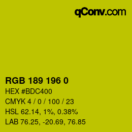 Color code: RGB 189 196 0 | qconv.com